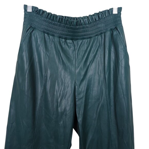 Ryegrass Faux Leather Green Pants Size Medium Elastic Waist Tapered Leg - Picture 4 of 16